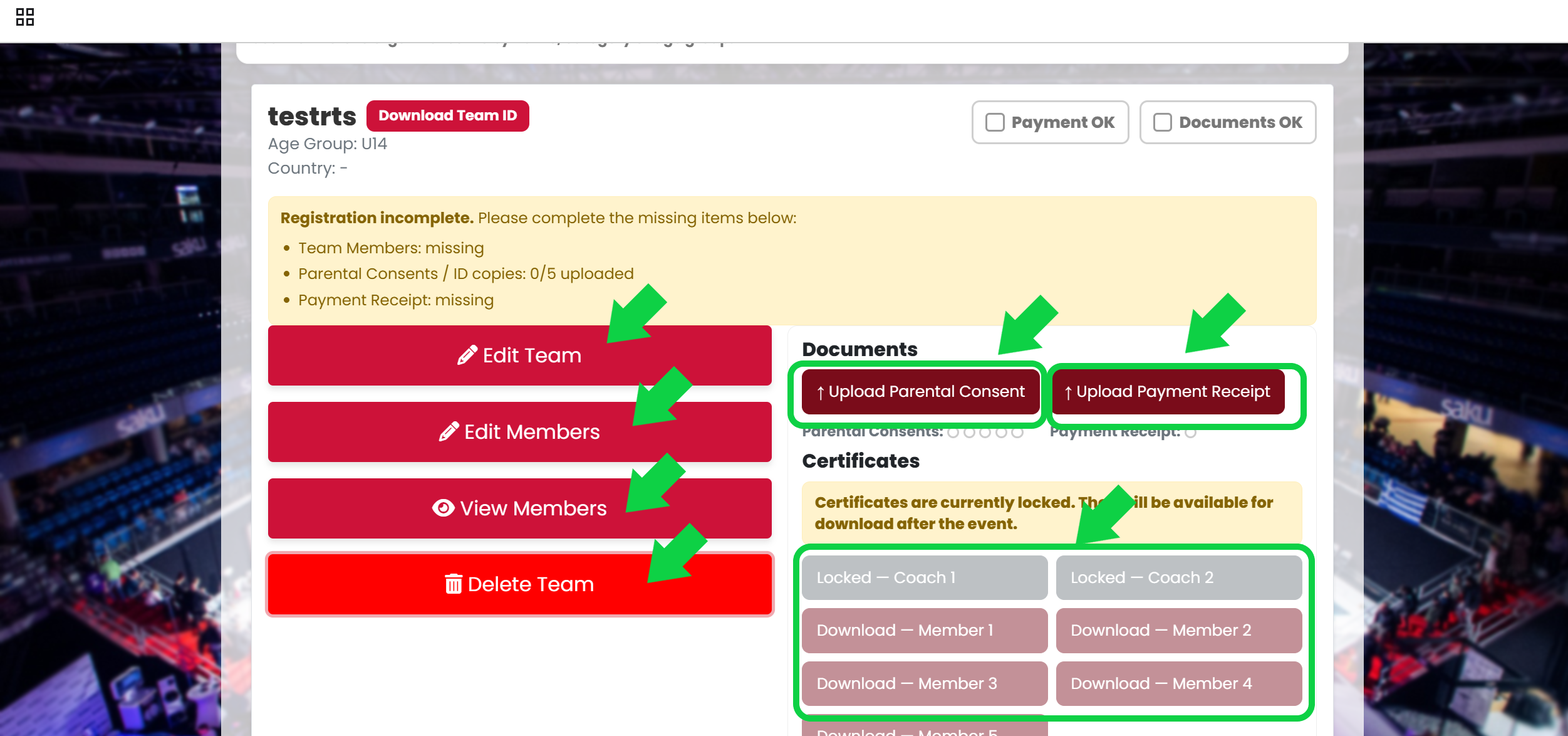 Manage Team, Documents and Certificates